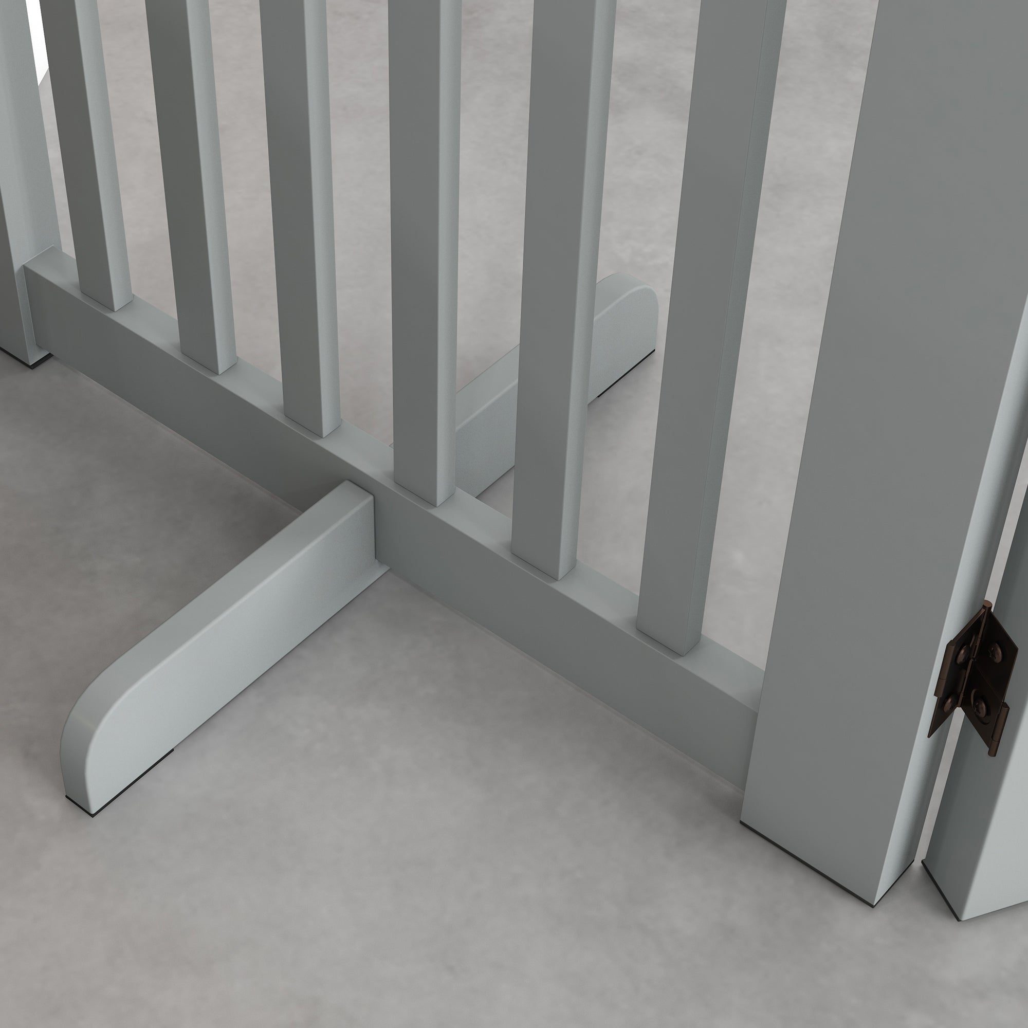 PawHut Free Standing Wooden Pet Gate Indoor Dog Barrier Foldable Step Over Doorway Fence Safety Gate with Open Door Z Shape 4 Panel Light Grey
