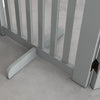 PawHut Free Standing Wooden Pet Gate Indoor Dog Barrier Foldable Step Over Doorway Fence Safety Gate with Open Door Z Shape 4 Panel Light Grey