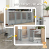PawHut Free Standing Wooden Pet Gate Indoor Dog Barrier Foldable Step Over Doorway Fence Safety Gate with Open Door Z Shape 4 Panel Light Grey