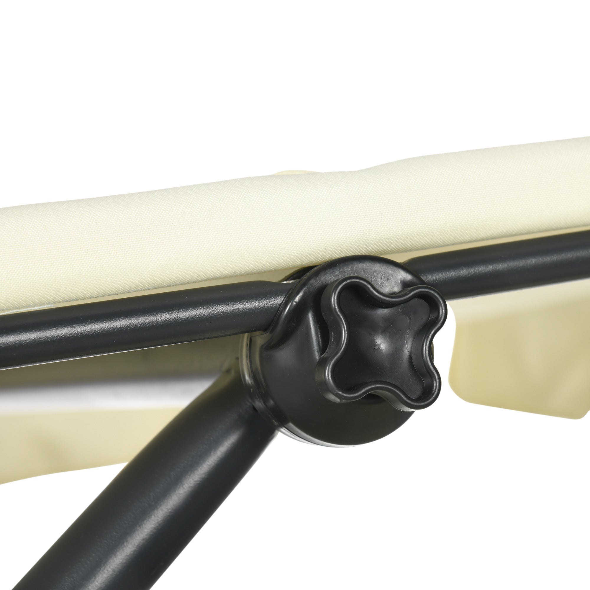 Outsunny Outdoor Patio Chaise Lounge Chair, Patio Sun Lounger w/ Sunshade Roof, for Two People with Wheels and Breathable Sling Mesh Bed, Pillows, Beige