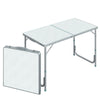Outsunny 4ft Camping Table Foldable Picnic Garden BBQ Desk Indoor & Outdoor Folding Table with 2 Level Height Adjustable, Aluminum Frame and Carrying Handle, Silver