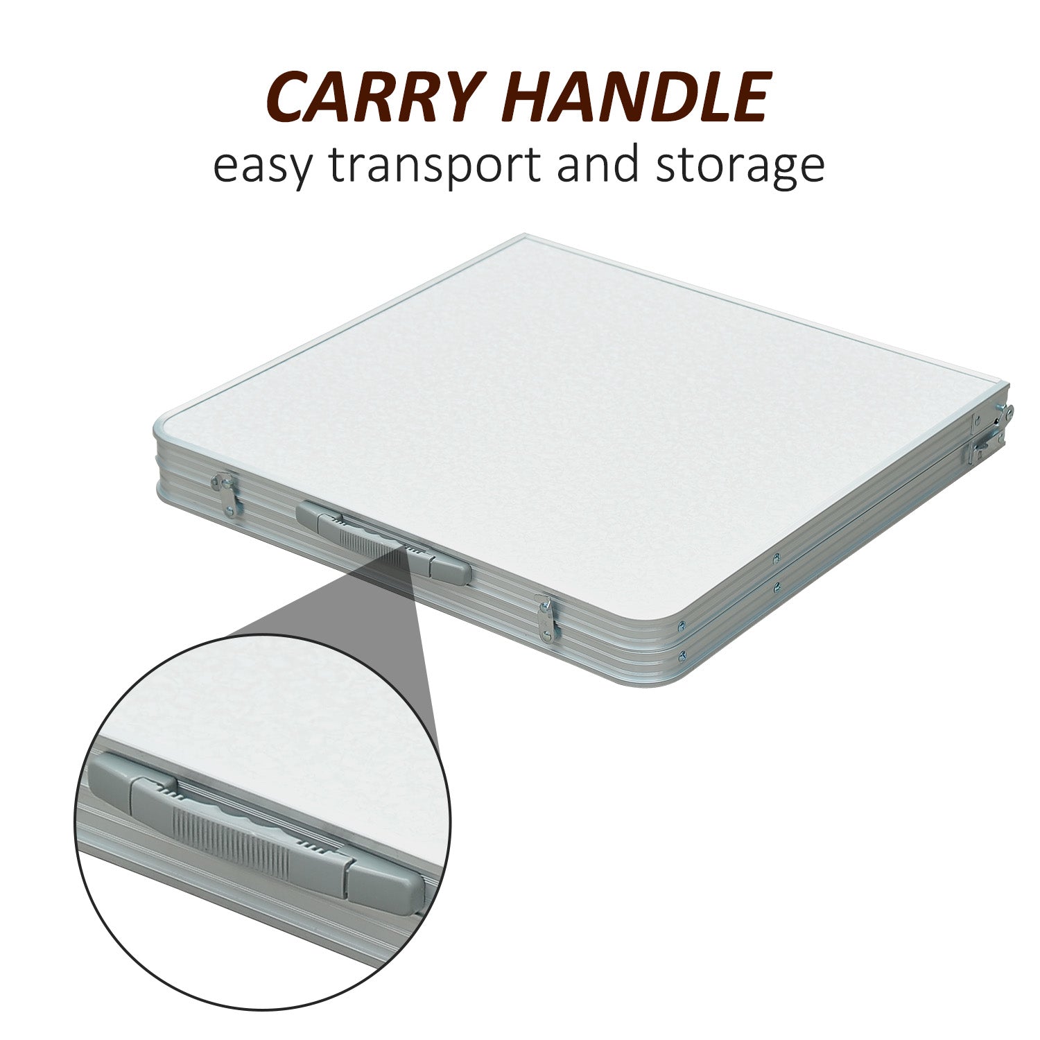 Outsunny 4ft Camping Table Foldable Picnic Garden BBQ Desk Indoor & Outdoor Folding Table with 2 Level Height Adjustable, Aluminum Frame and Carrying Handle, Silver