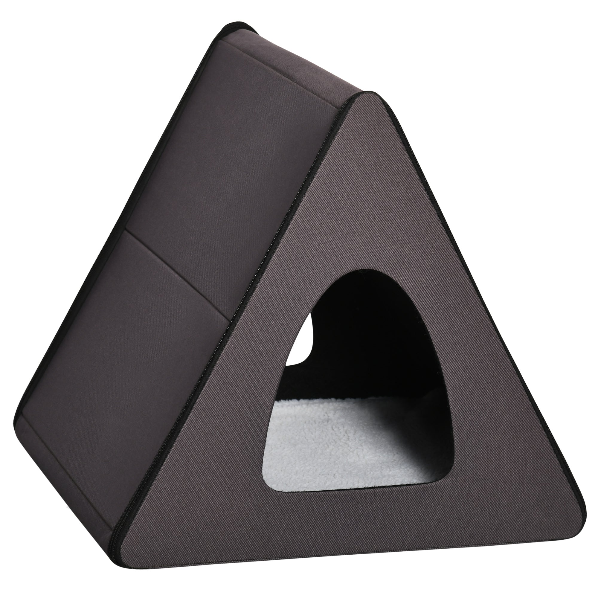 PawHut Heated Cat House A-Frame Pet Shelter with Zippered Water-resistant Roof for Indoor and Outdoor