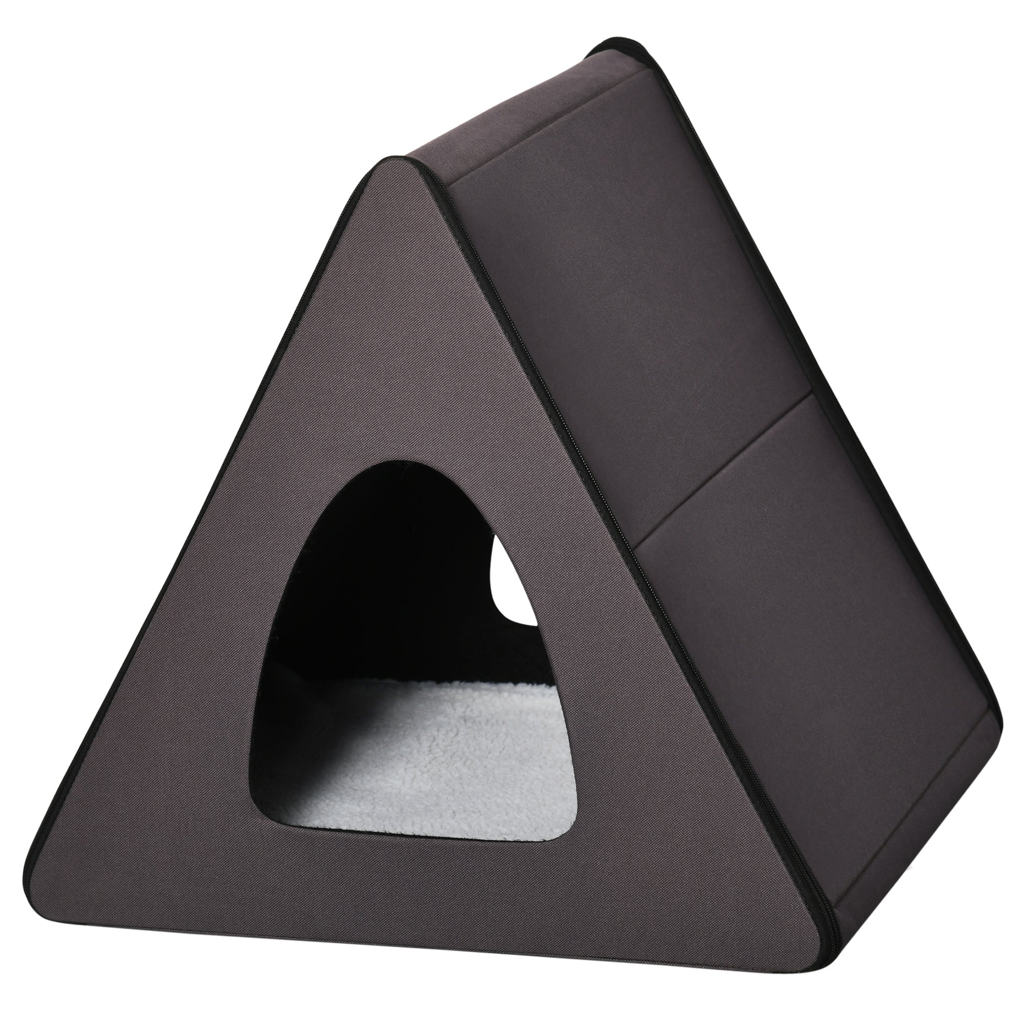 PawHut Heated Cat House A-Frame Pet Shelter with Zippered Water-resistant Roof for Indoor and Outdoor
