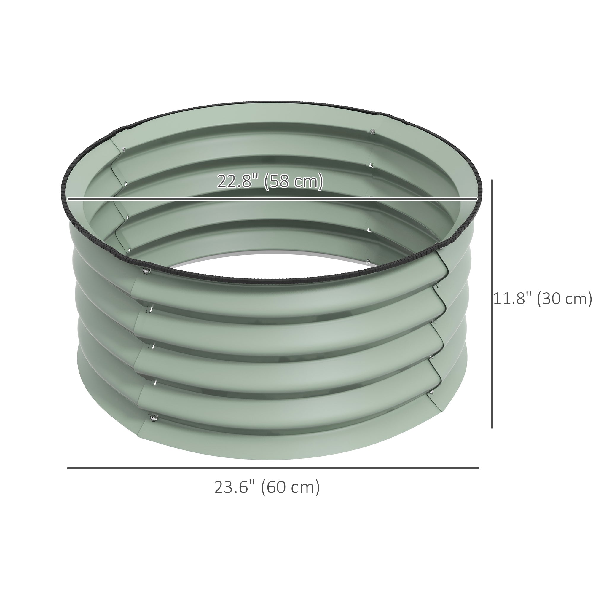 Outsunny 2' x1' Round Raised Garden Bed Set of 2, Outdoor Elevated Planter Box with Safety Edging, Easy-to-assemble Stock Tank for Growing Flowers, Herbs and Vegetables, Green