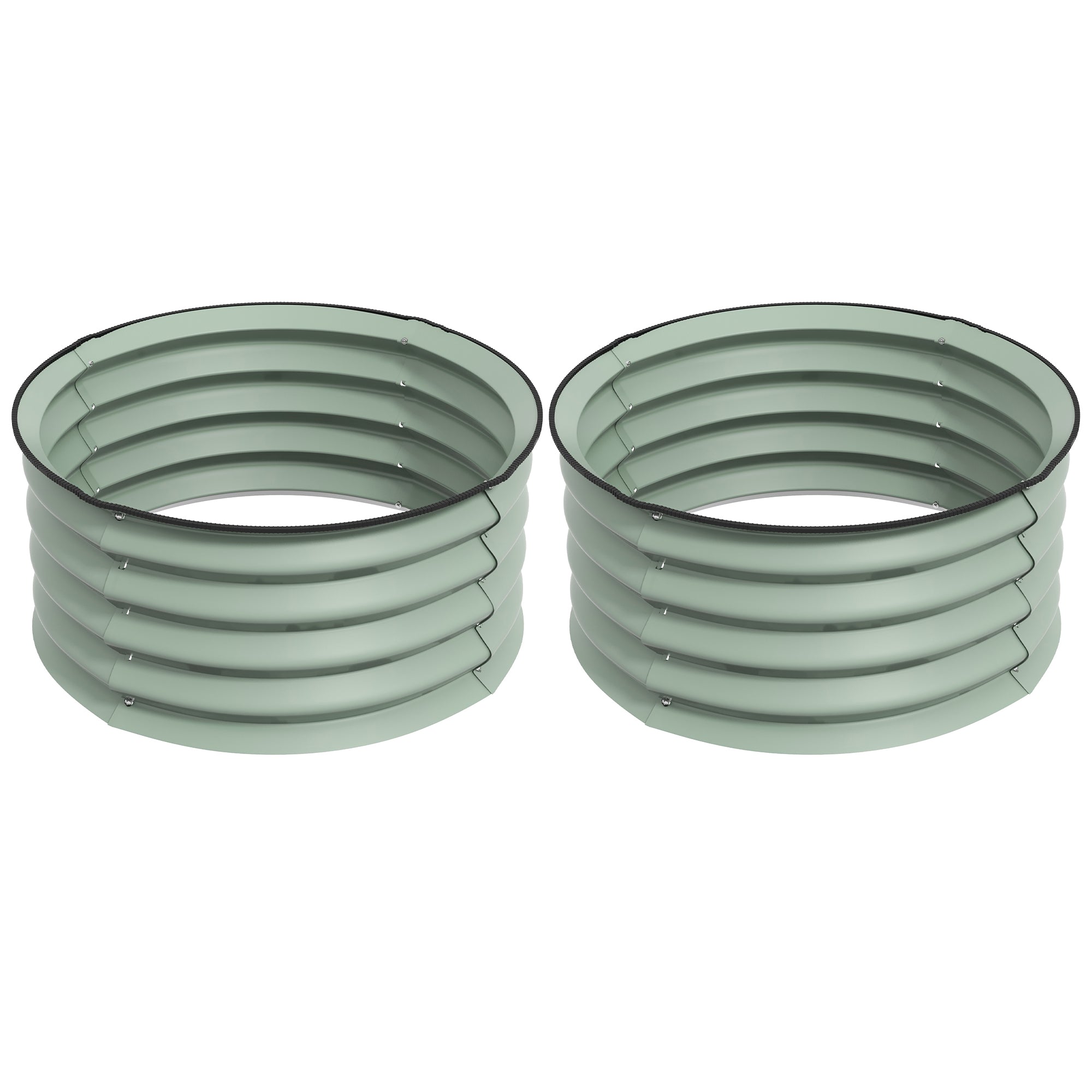Outsunny 2' x1' Round Raised Garden Bed Set of 2, Outdoor Elevated Planter Box with Safety Edging, Easy-to-assemble Stock Tank for Growing Flowers, Herbs and Vegetables, Green