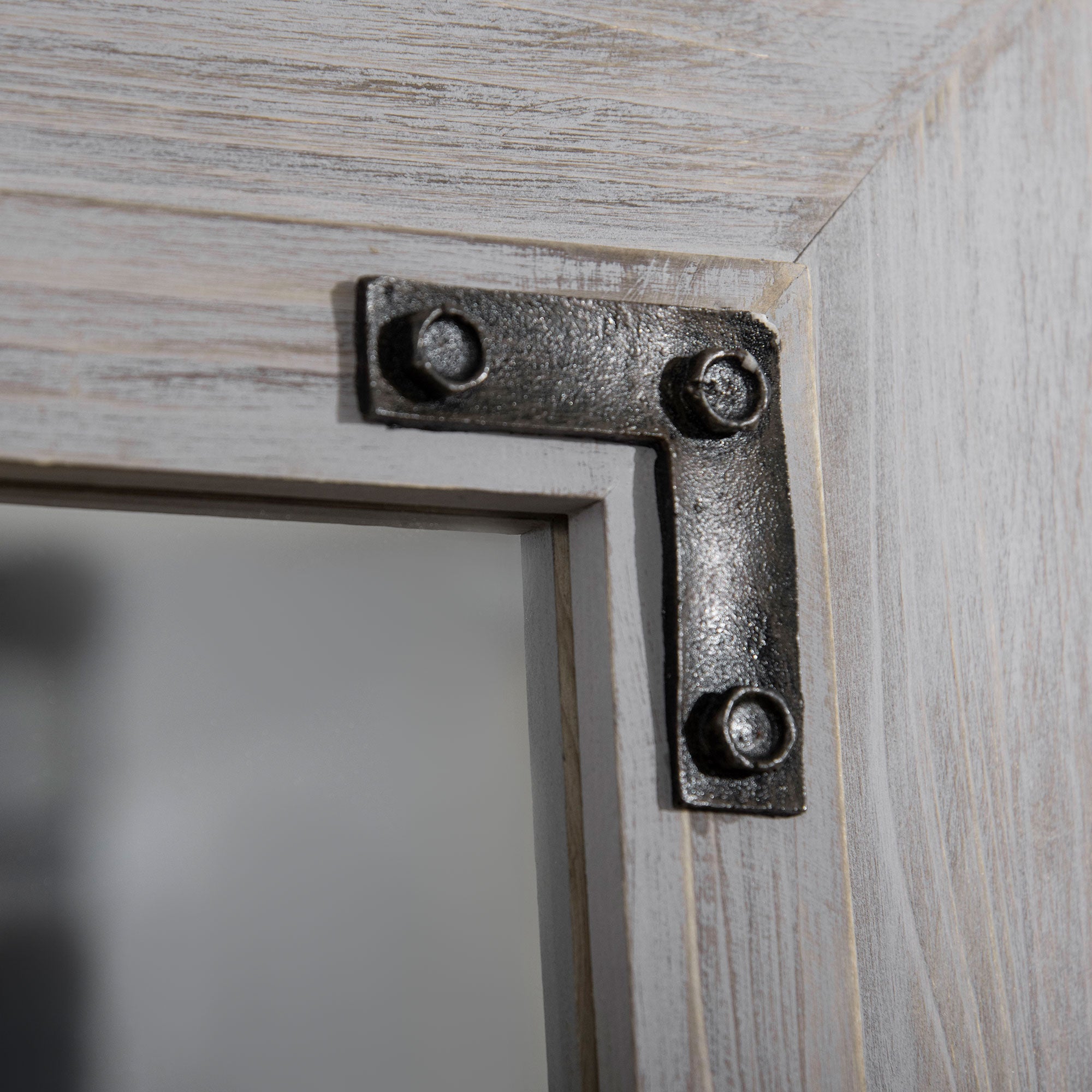 HOMCOM 59" x 23.5" Farmhouse Full Length Mirror, Wall Hang and Leaner Floor Mirror, Vertical and Horizontal, Distressed Wood Framed, for Living Room, Grey