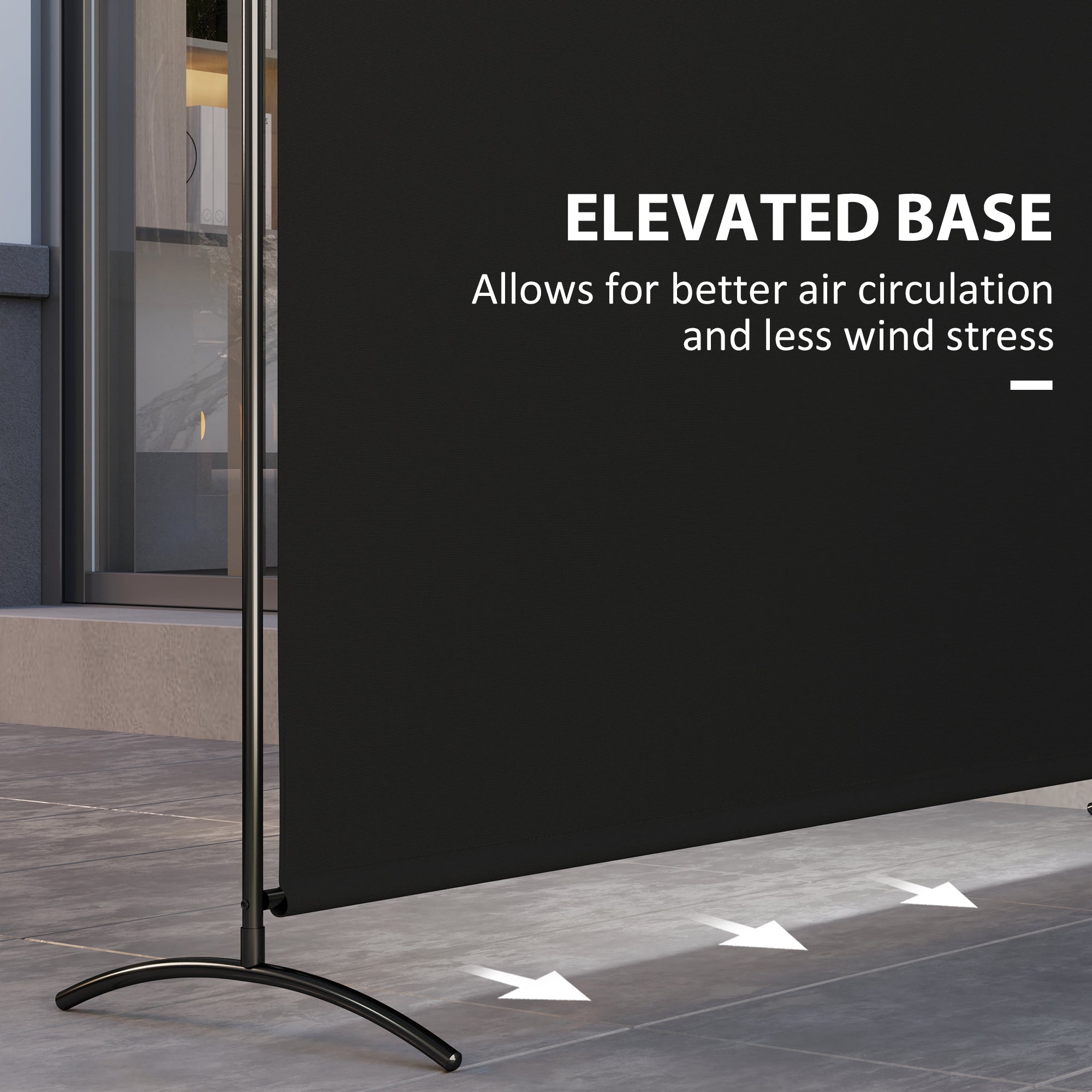 Outsunny Single Outdoor Privacy Screen, 5.9FT Tall Room Divider with UV30+ Protection, Freestanding Privacy Panel Partition with Stable Base for Indoor Outdoor Use, Black