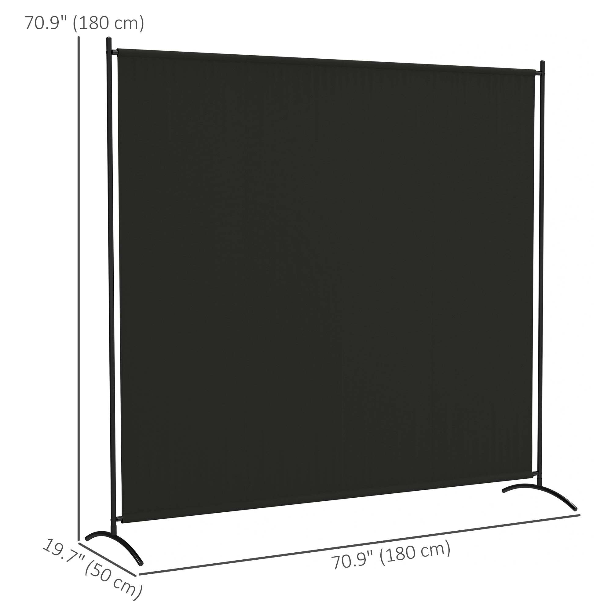 Outsunny Single Outdoor Privacy Screen, 5.9FT Tall Room Divider with UV30+ Protection, Freestanding Privacy Panel Partition with Stable Base for Indoor Outdoor Use, Black