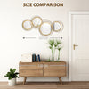 HOMCOM Metal Wall Art Modern Mirror Decor Home Hanging Wall Sculptures for Living Room Bedroom Dining Room, 42.25" W x 22" H, Gold