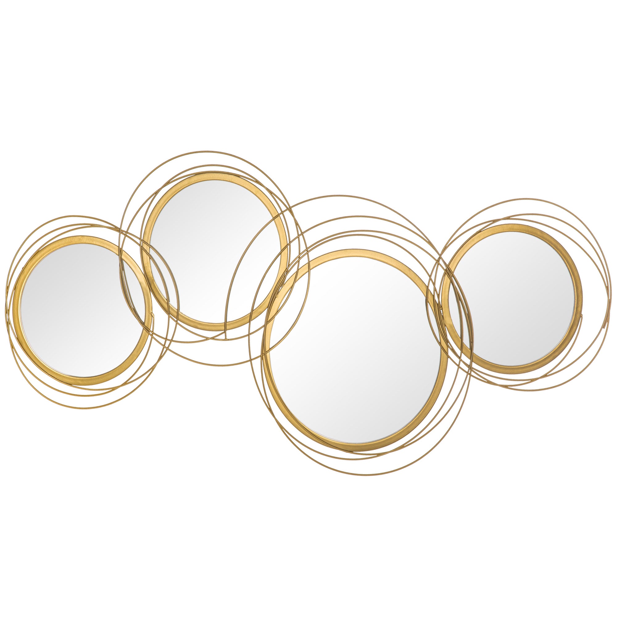 HOMCOM Metal Wall Art Modern Decorative Mirror Decor Hanging Home Wall Sculptures for Living Room Bedroom Dining Room, Gold