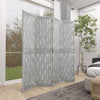 HOMCOM 5.6 FT. Tall 4-Panel Room Divider, Rustic White Panel Freestanding Folding Privacy Screen Panels, Partition Wall Divider for Indoor Bedroom Office, Grey