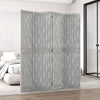 HOMCOM 5.6 FT. Tall 4-Panel Room Divider, Rustic White Panel Freestanding Folding Privacy Screen Panels, Partition Wall Divider for Indoor Bedroom Office, Grey