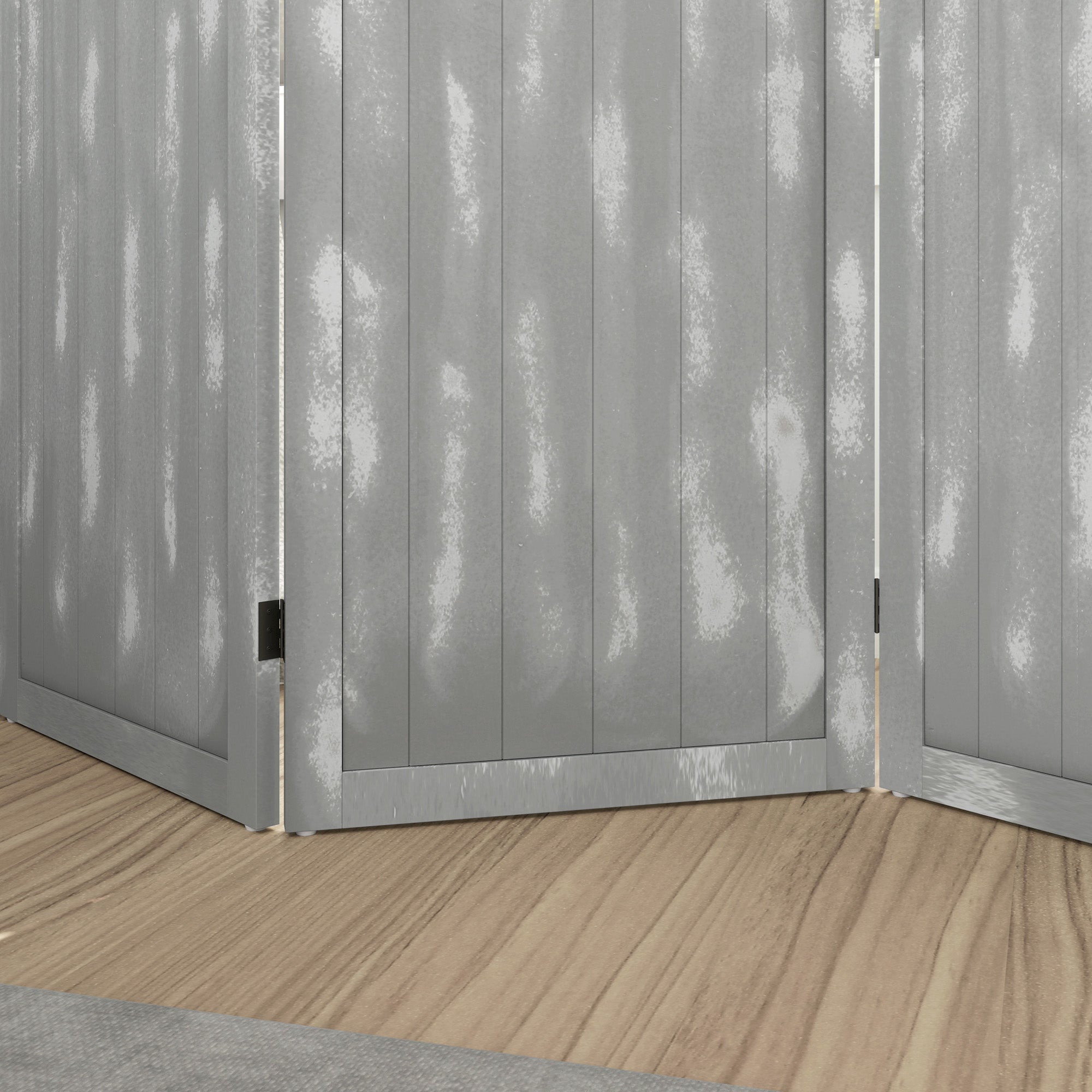 HOMCOM 5.6 FT. Tall 4-Panel Room Divider, Rustic White Panel Freestanding Folding Privacy Screen Panels, Partition Wall Divider for Indoor Bedroom Office, Grey