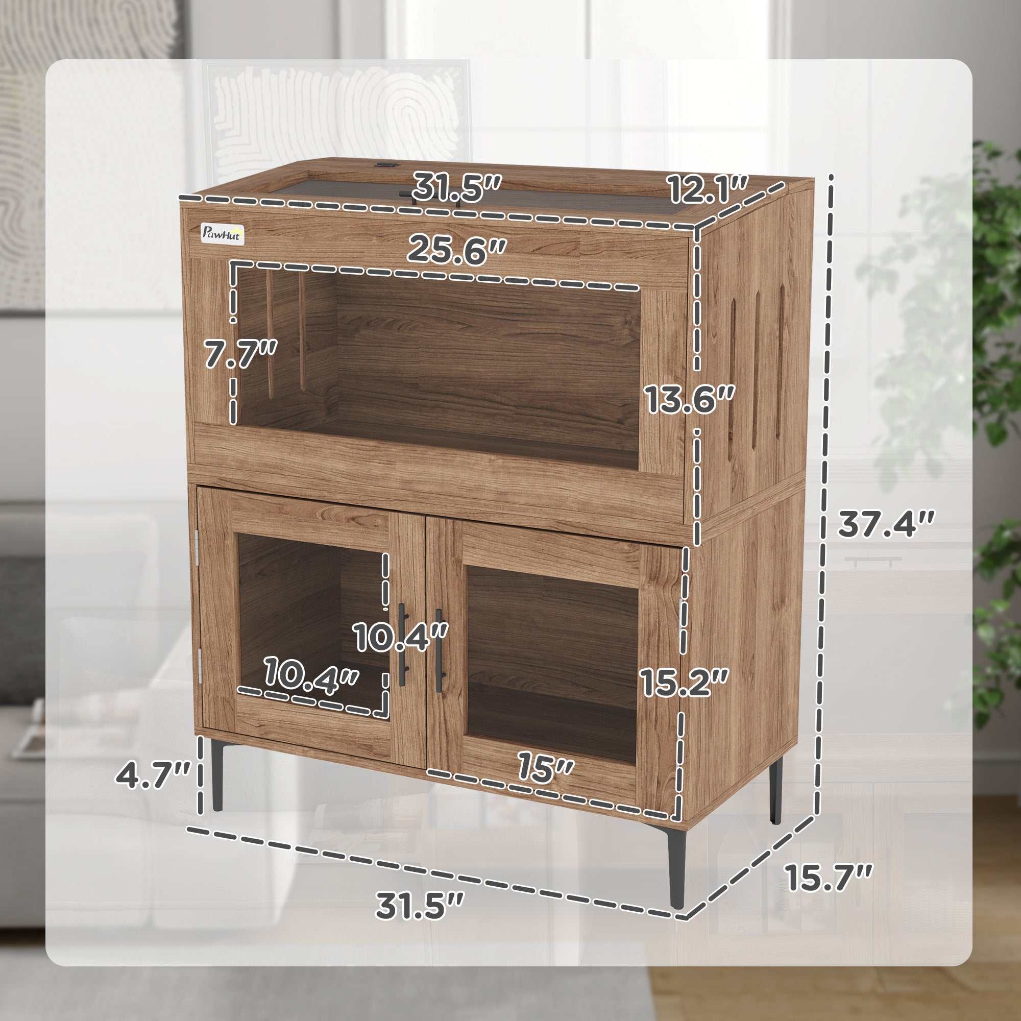 PawHut 60.5 Gallon Reptile Tank, Stackable Reptile Terrarium with Top Opening, Doors, Ventilation Holes, for Bearded Dragon, Lizard, Snake, Chameleon, Hamster, Gerbils, Brown