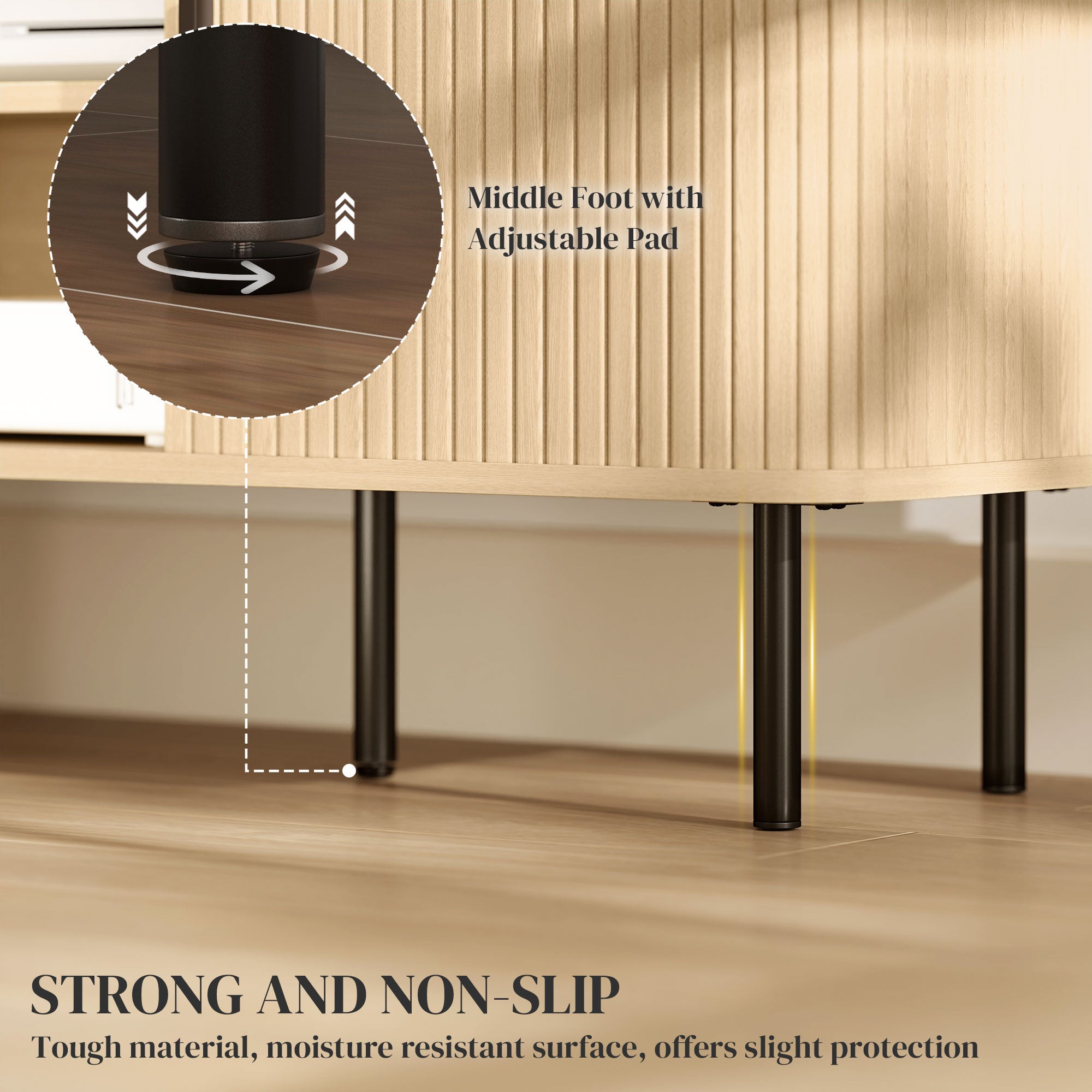 HOMCOM TV Table Stand for TVs up to 55 Inches, TV stand with storage Shelves and Cabinets for Living Room, Oak Tone