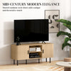 HOMCOM TV Table Stand for TVs up to 55 Inches, TV stand with storage Shelves and Cabinets for Living Room, Oak Tone