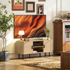 HOMCOM TV Table Stand for TVs up to 55 Inches, TV stand with storage Shelves and Cabinets for Living Room, Oak Tone