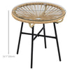 Outsunny Rattan Side Table, Outdoor Round Coffee Table, with Round PE Rattan and Tempered Glass Table Top for Patio, Garden, Balcony, Beige