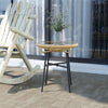 Outsunny Rattan Side Table, Outdoor Round Coffee Table, with Round PE Rattan and Tempered Glass Table Top for Patio, Garden, Balcony, Beige