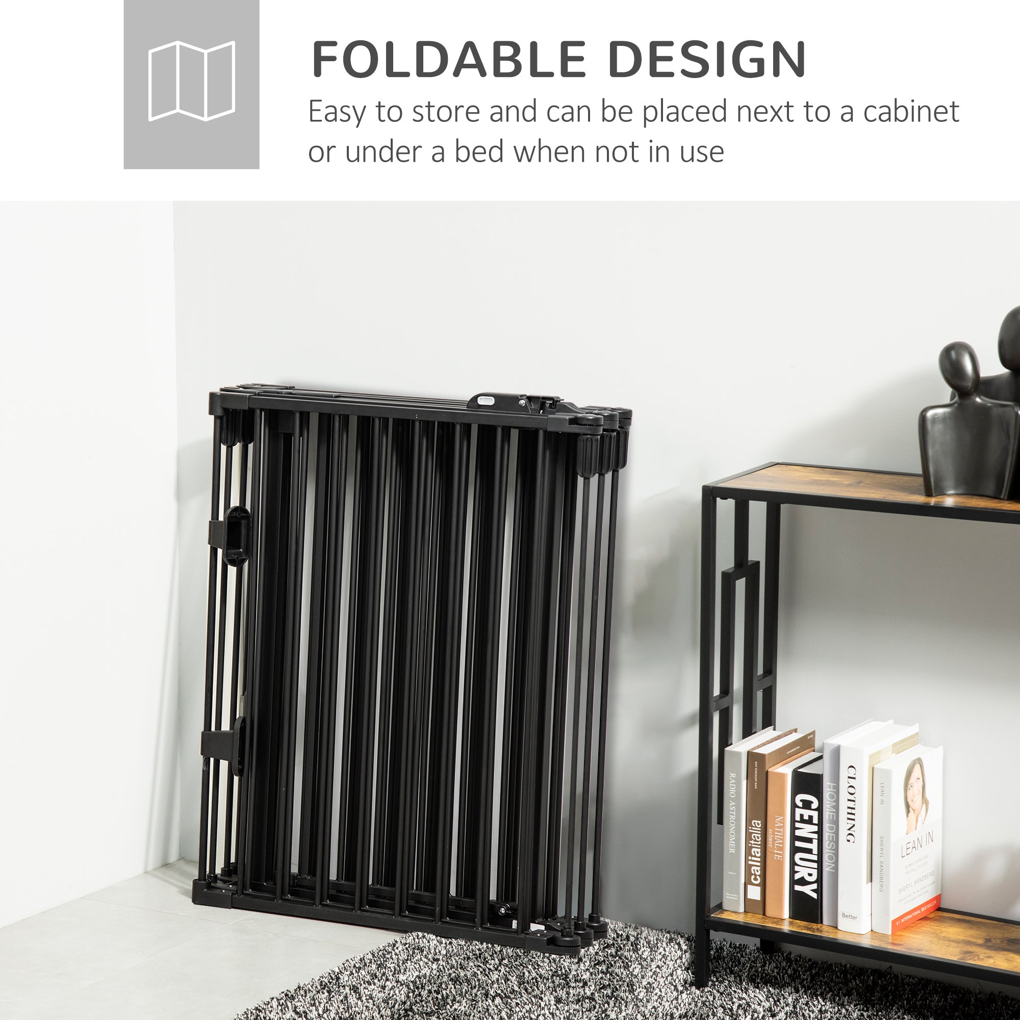 PawHut Dog Playpen DIY Adjustable, Puppy Play Pen Dog Fences Indoor with Automatically Close Lock, Pet Door for Doorway Stair, Fireplace Christmas Tree Barrier, 6-Panel, 30''H