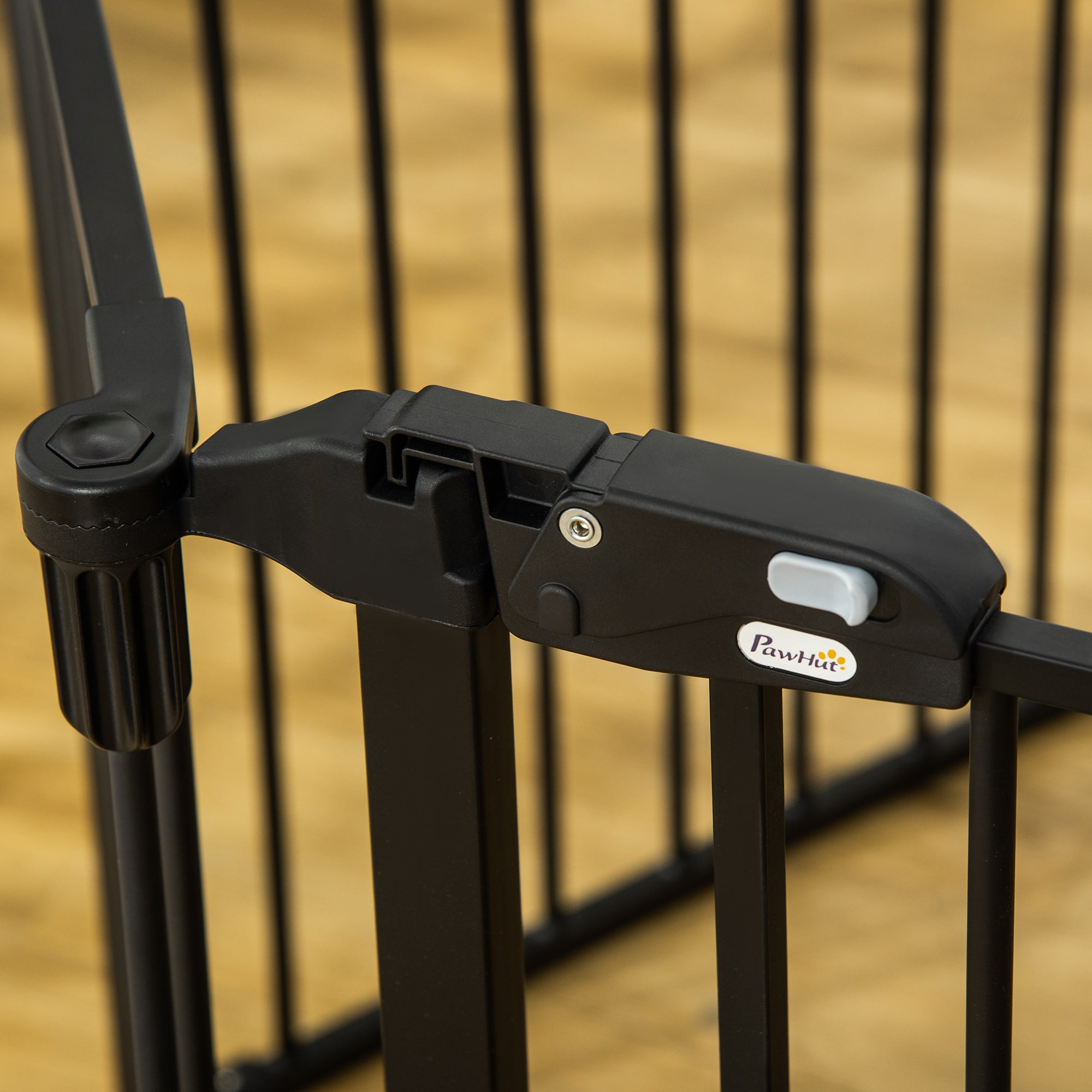 PawHut Dog Playpen DIY Adjustable, Puppy Play Pen Dog Fences Indoor with Automatically Close Lock, Pet Door for Doorway Stair, Fireplace Christmas Tree Barrier, 6-Panel, 30''H