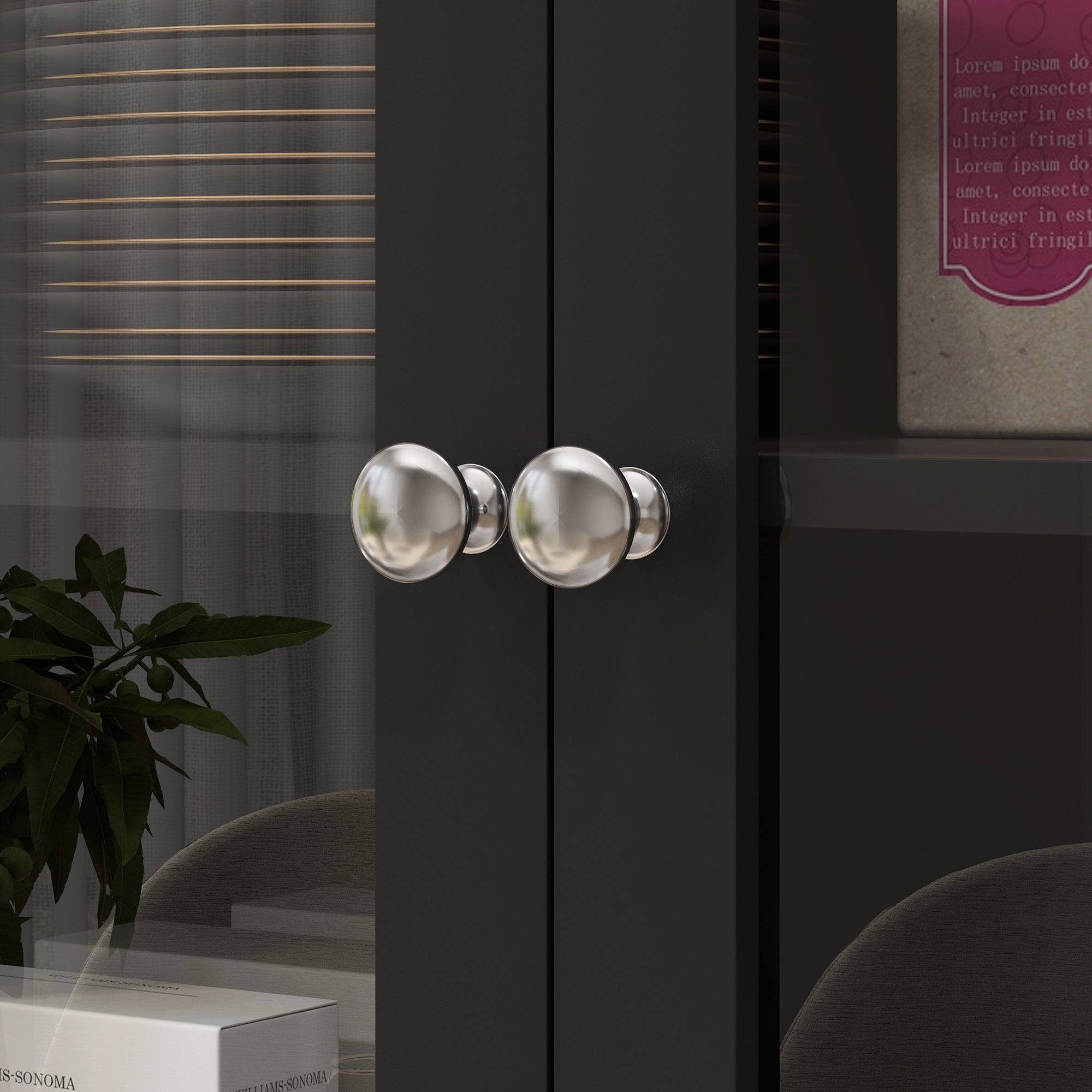 HOMCOM 61" Kitchen Pantry Cabinet, Freestanding Farmhouse Storage Cabinet with Soft Close Glass Doors and Adjustable Shelves, Black