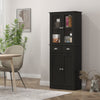 HOMCOM 61" Kitchen Pantry Cabinet, Freestanding Farmhouse Storage Cabinet with Soft Close Glass Doors and Adjustable Shelves, Black