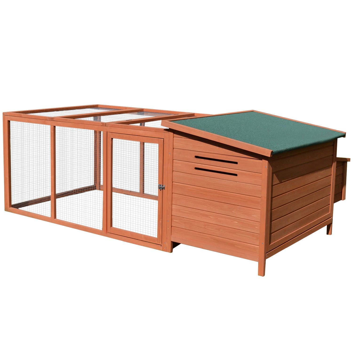 PawHut 88" Large Wooden Chicken Coop Outdoor Hen House Poultry Cage Pen Backyard with Run, Nesting Box, Waterproof Roof and Removable Tray, Natural