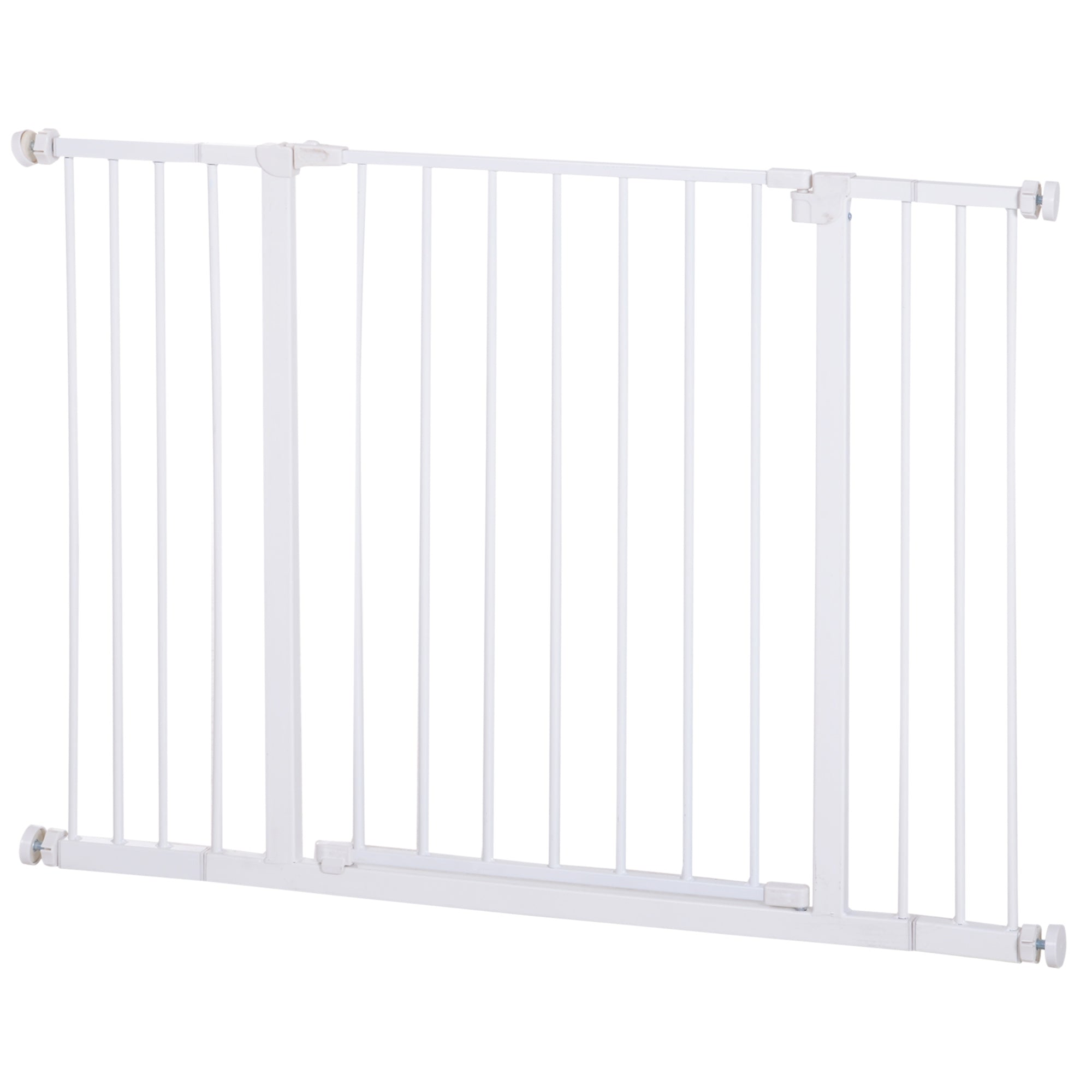 PawHut 30 Inch Tall Pet Gate with Door Dog Gate and Barrier Indoor for Stairs Includes 4", 6" Extensions Kit, Pressure-Mounted Safety Gate, White