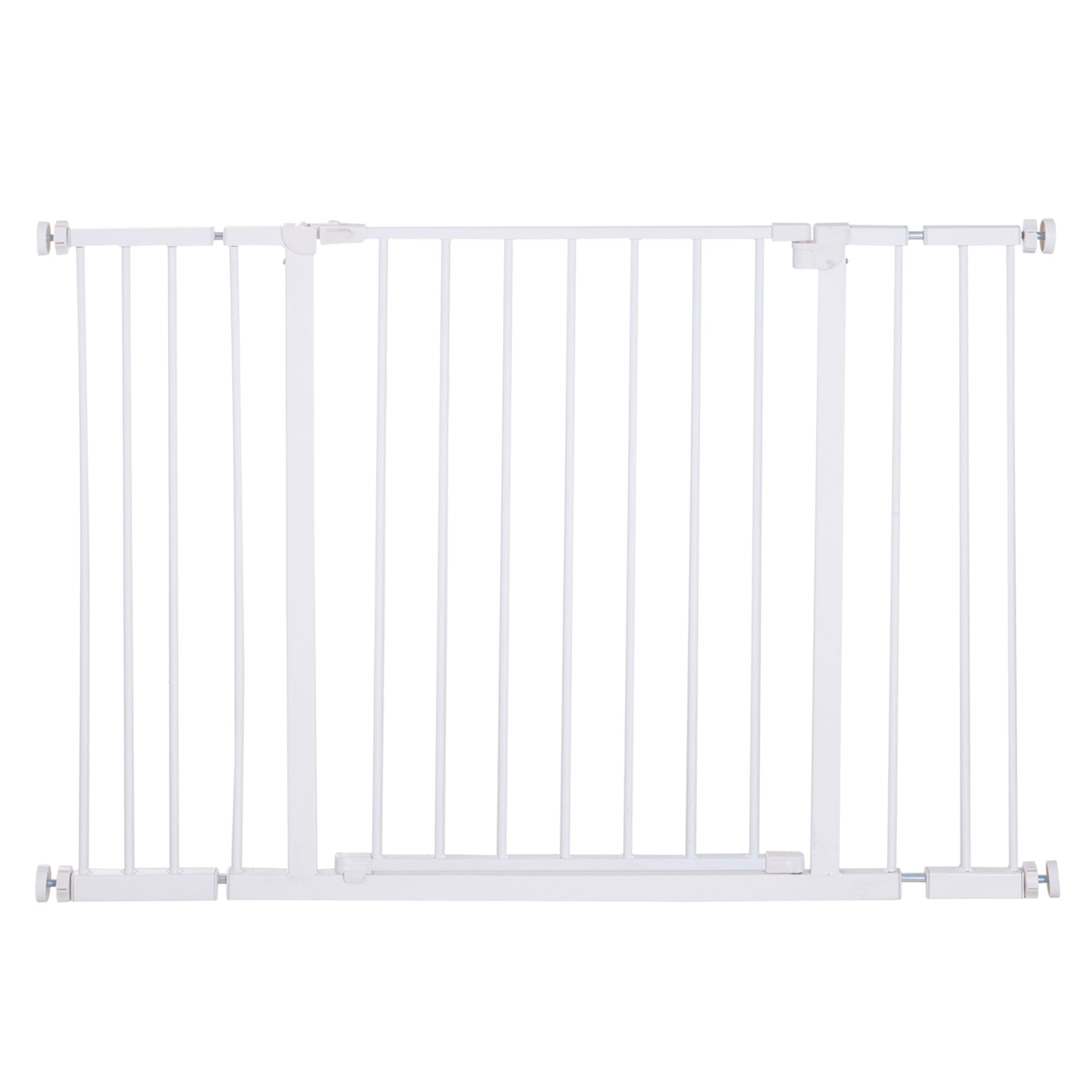 PawHut 30 Inch Tall Pet Gate with Door Dog Gate and Barrier Indoor for Stairs Includes 4", 6" Extensions Kit, Pressure-Mounted Safety Gate, White