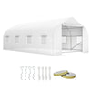 Outsunny 20x10x7ft Walk-in Tunnel Greenhouse, Outdoor Backyard Plant Seed Growth Warm House with 2 Anchor Way, White