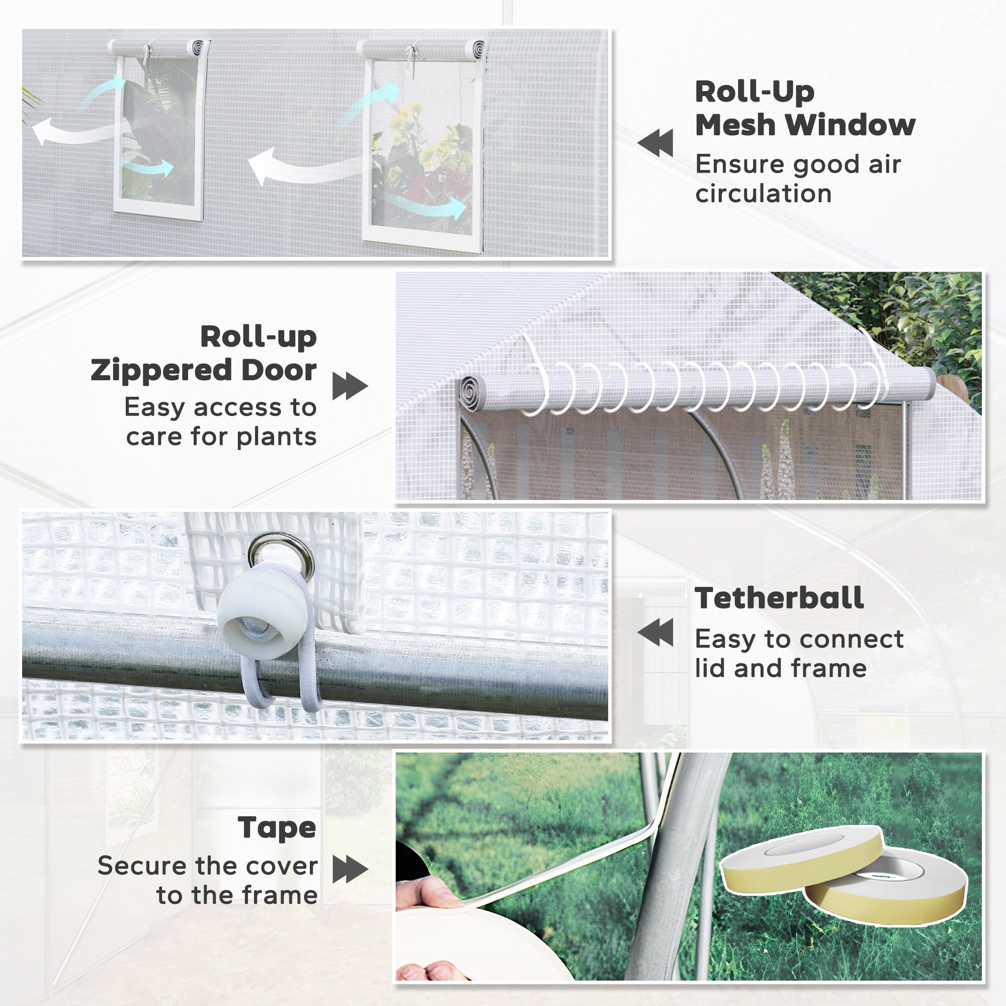 Outsunny 20x10x7ft Walk-in Tunnel Greenhouse, Outdoor Backyard Plant Seed Growth Warm House with 2 Anchor Way, White
