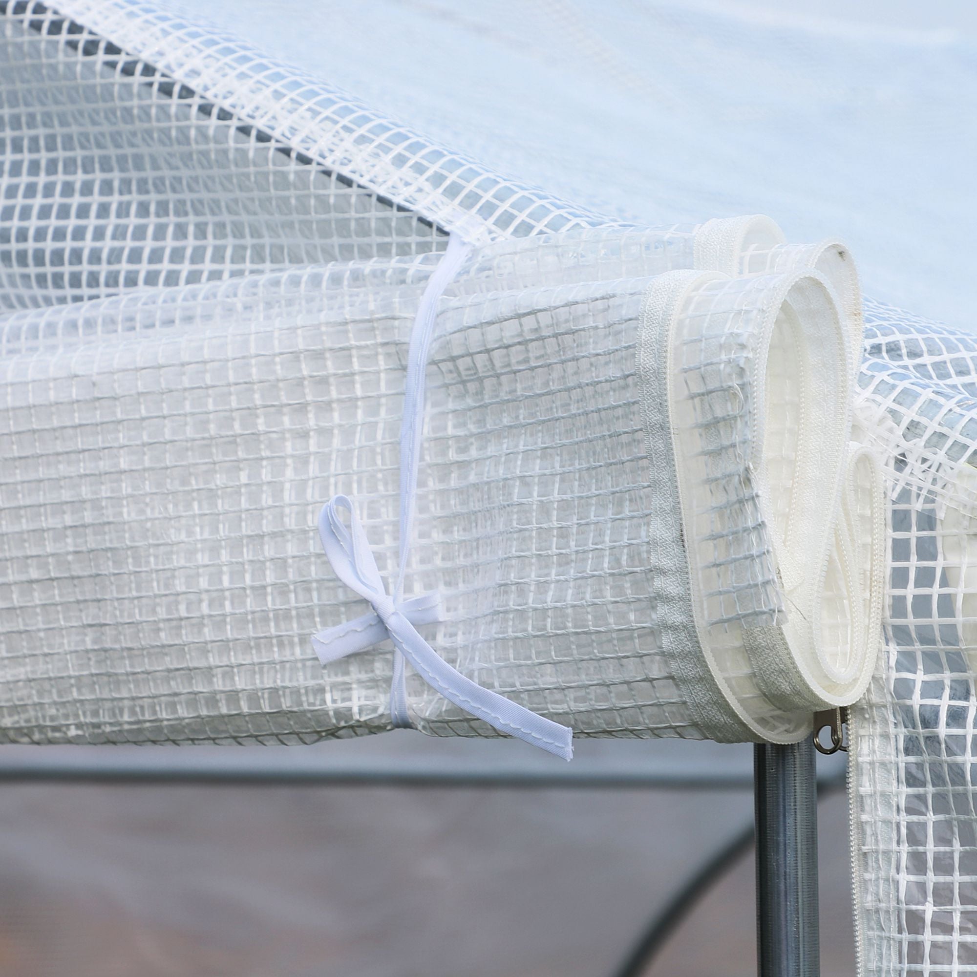 Outsunny 20x10x7ft Walk-in Tunnel Greenhouse, Outdoor Backyard Plant Seed Growth Warm House with 2 Anchor Way, White