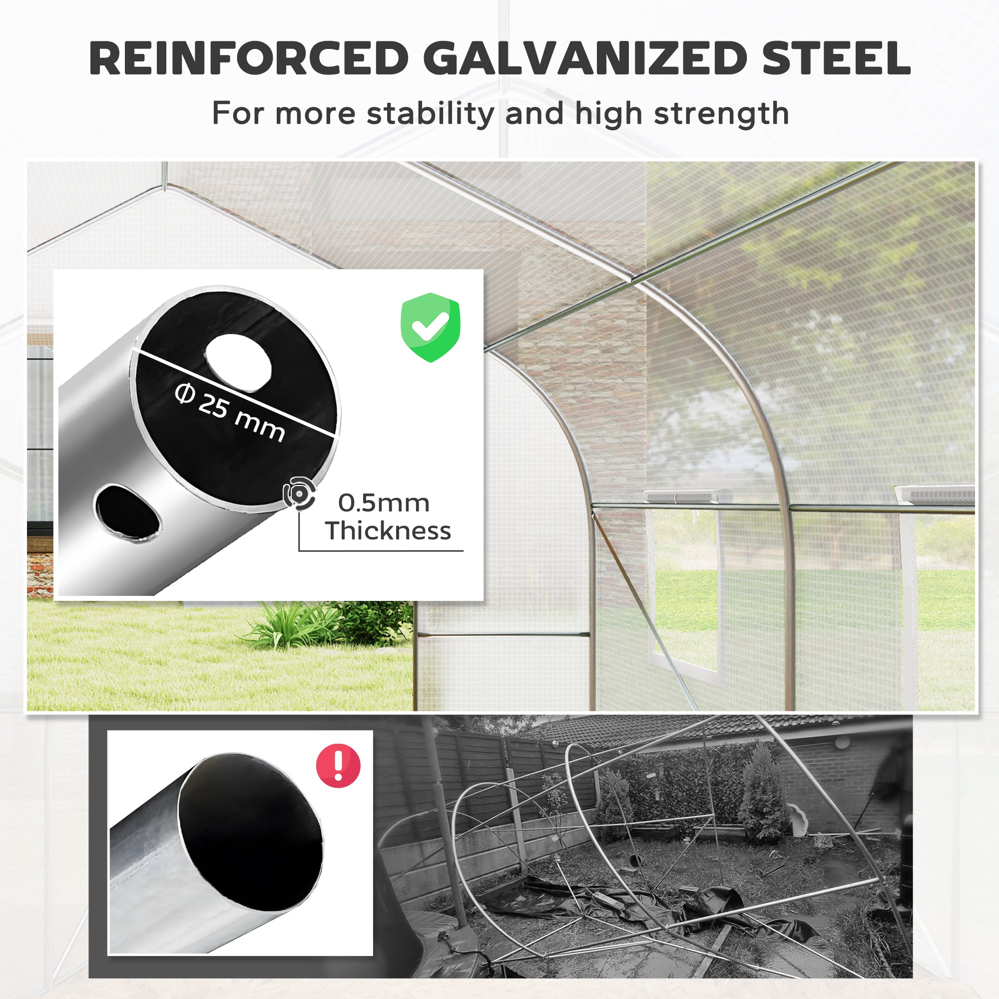 Outsunny 20x10x7ft Walk-in Tunnel Greenhouse, Outdoor Backyard Plant Seed Growth Warm House with 2 Anchor Way, White
