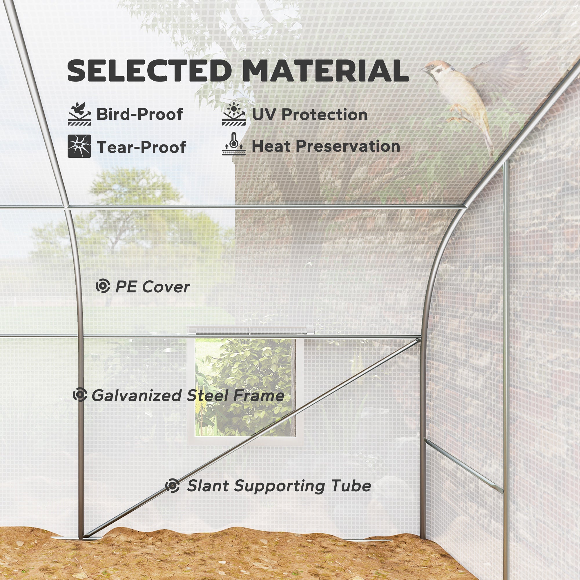 Outsunny 20x10x7ft Walk-in Tunnel Greenhouse, Outdoor Backyard Plant Seed Growth Warm House with 2 Anchor Way, White