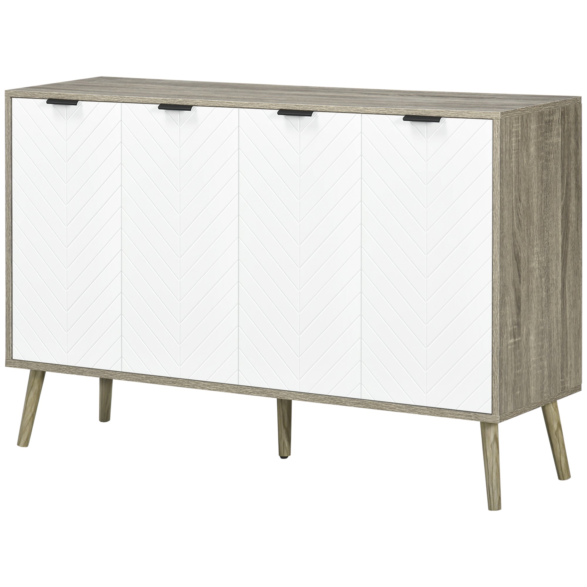 HOMCOM Kitchen Sideboard, Modern Storage Cabinet, Accent Cupboard with Adjustable Shelves, Grayish Brown