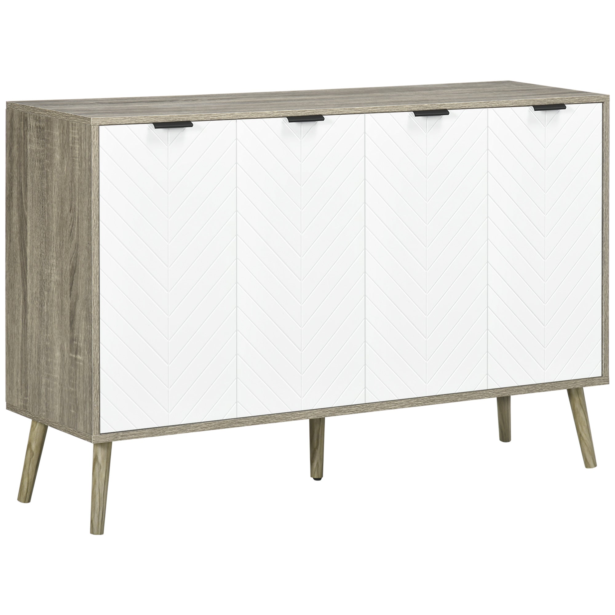 HOMCOM Kitchen Sideboard, Modern Storage Cabinet, Accent Cupboard with Adjustable Shelves, Grayish Brown