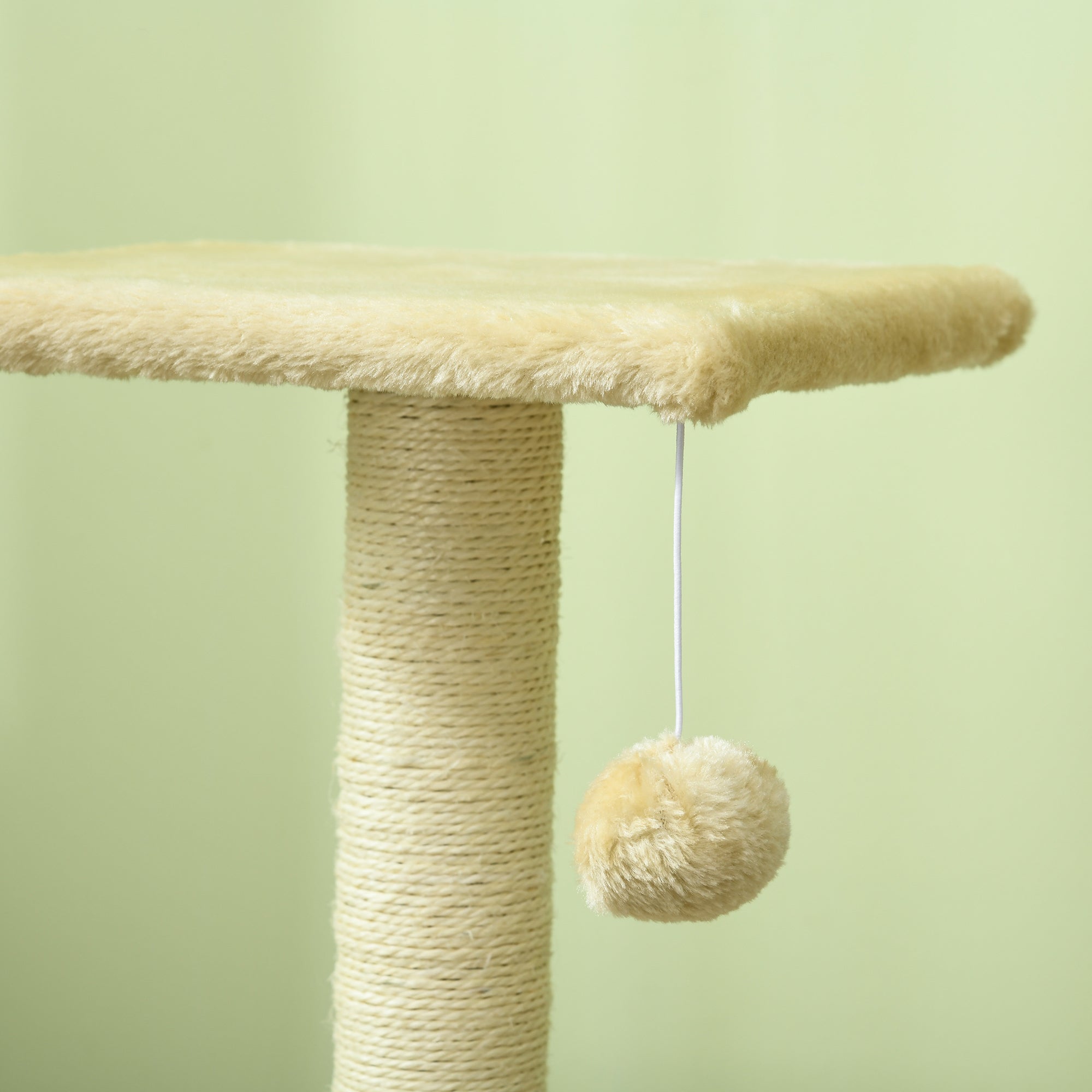 PawHut Cat Tree Tower for Indoor Cats, 72cm Climbing Activity Centre w/ Sisal Scratching Post, Pad, Arc Perch, Hanging Ball, Toy - Cream white