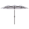 Outsunny 9.7ft Patio Umbrella with Double Sided Canopy, Outdoor Market Table Parasol with Push Button Tilt, Crank, 3 Air Vents and 12 Ribs, for Garden, Deck, Pool, Cream White
