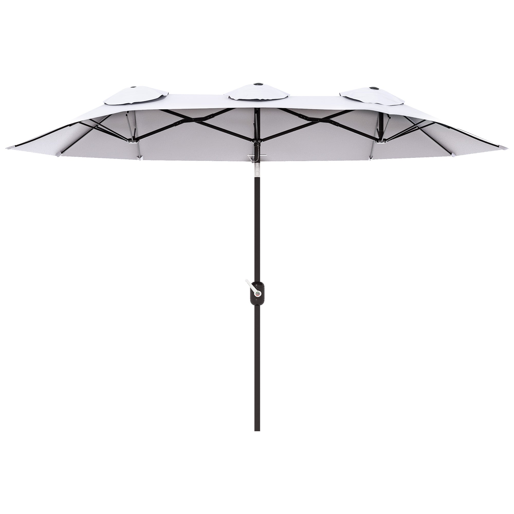 Outsunny 9.7ft Patio Umbrella with Double Sided Canopy, Outdoor Market Table Parasol with Push Button Tilt, Crank, 3 Air Vents and 12 Ribs, for Garden, Deck, Pool, Cream White