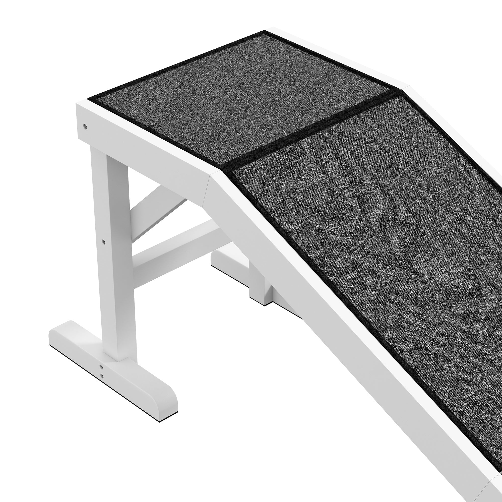 PawHut Dog Ramp for Bed, Pet Ramp for Dogs with Non-Slip Carpet and Top Platform, 60" x 16" x 20", White