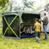 Outsunny Pop Up Camping Gazebo, 11 x 11ft Screen Tent House with UPF30+ Removable Roof Cover, 4 Roll-up Wind Panels and Portable Storage Bag for Patio, Backyard, Lawn