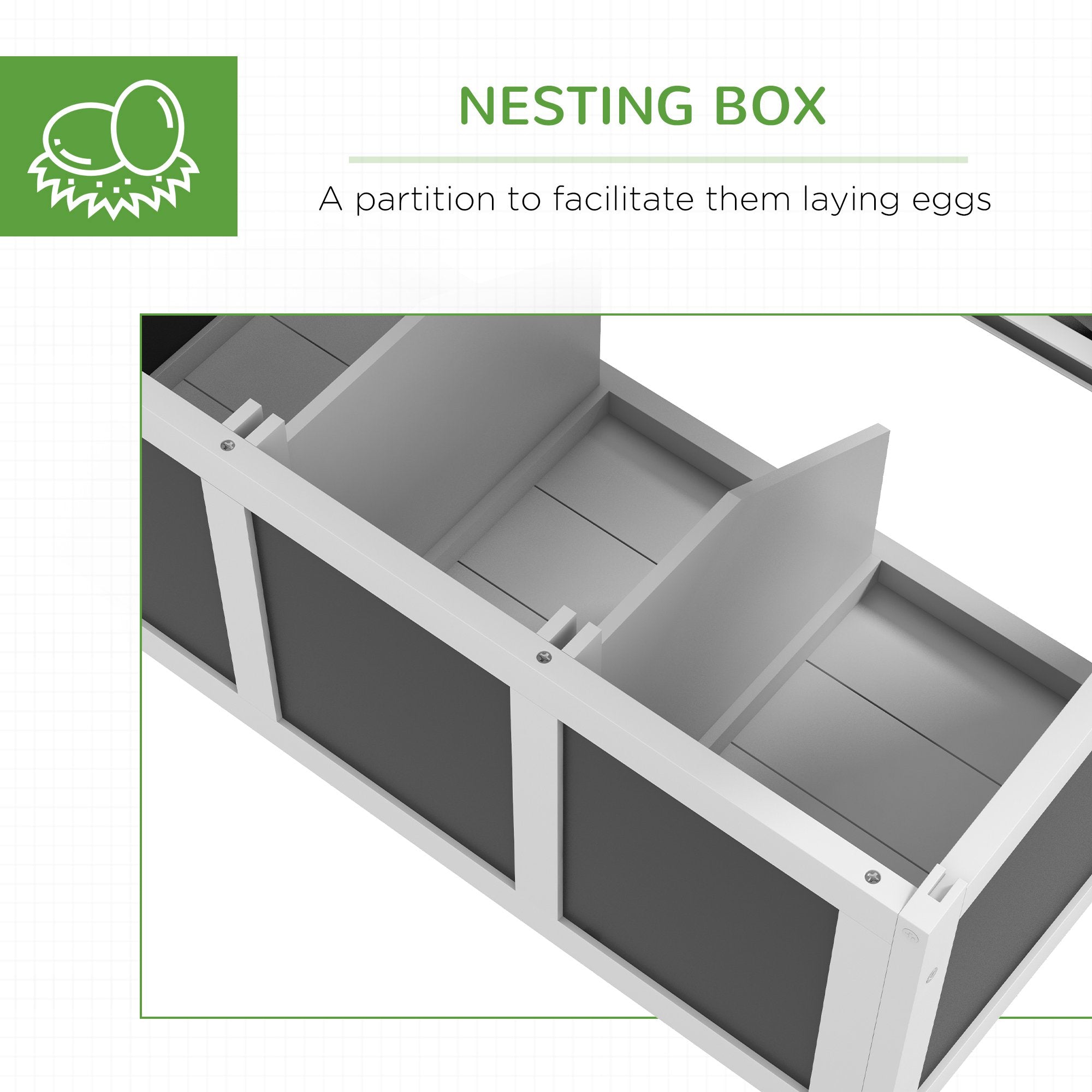 PawHut Wooden Chicken Coop with Nesting Box, Outdoor Poultry Cage Rabbit Hutch for 6 Chickens with Pull Out Tray, Perches, Ramp, Windows for Duck, Hen, Small Animals, Dark Gray