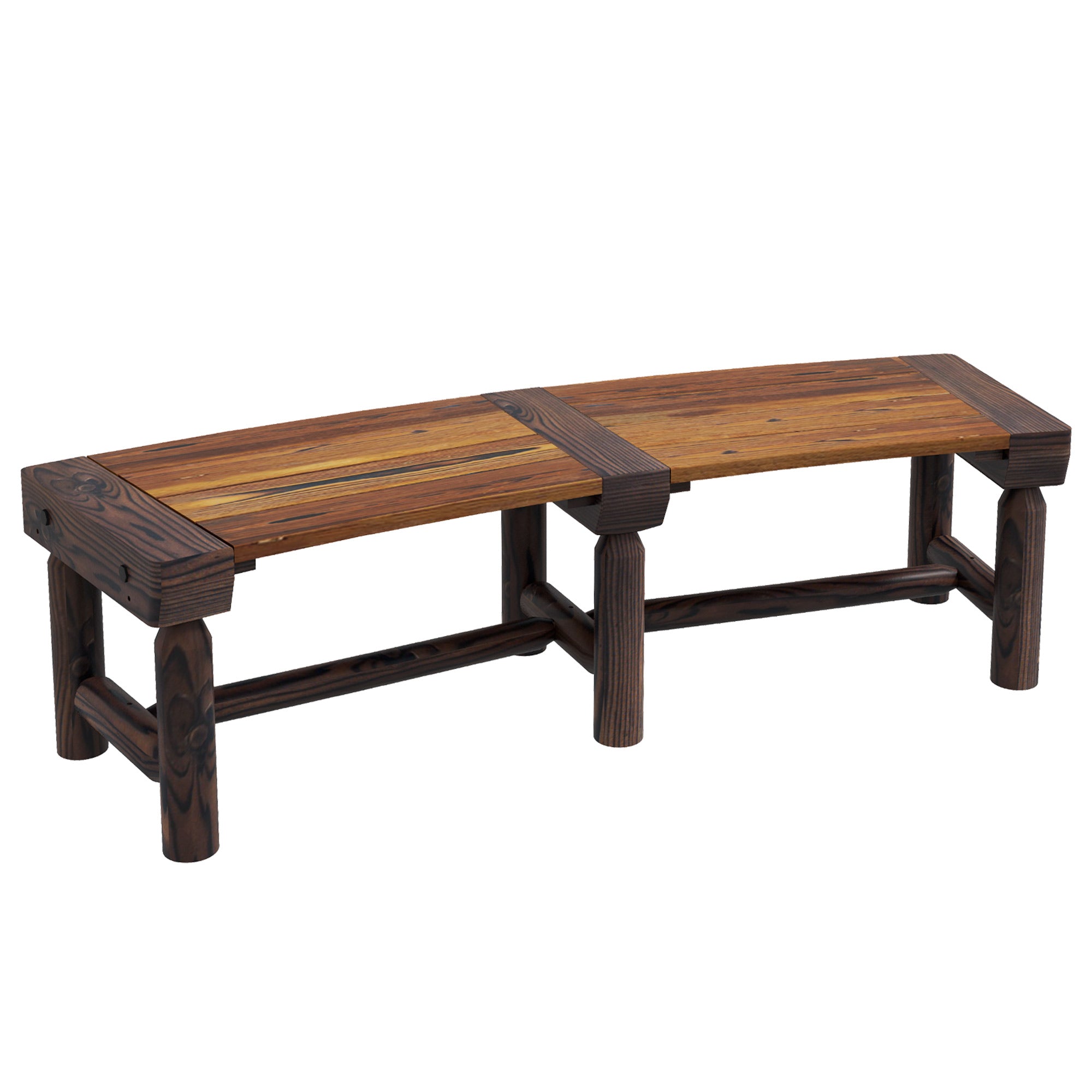Outsunny Wooden Outdoor Bench, Semicircular Round Patio Loveseat, Wrap Around Tree Bench with Slatted Seat for Yard, Garden, Deck, Lawn, Brown