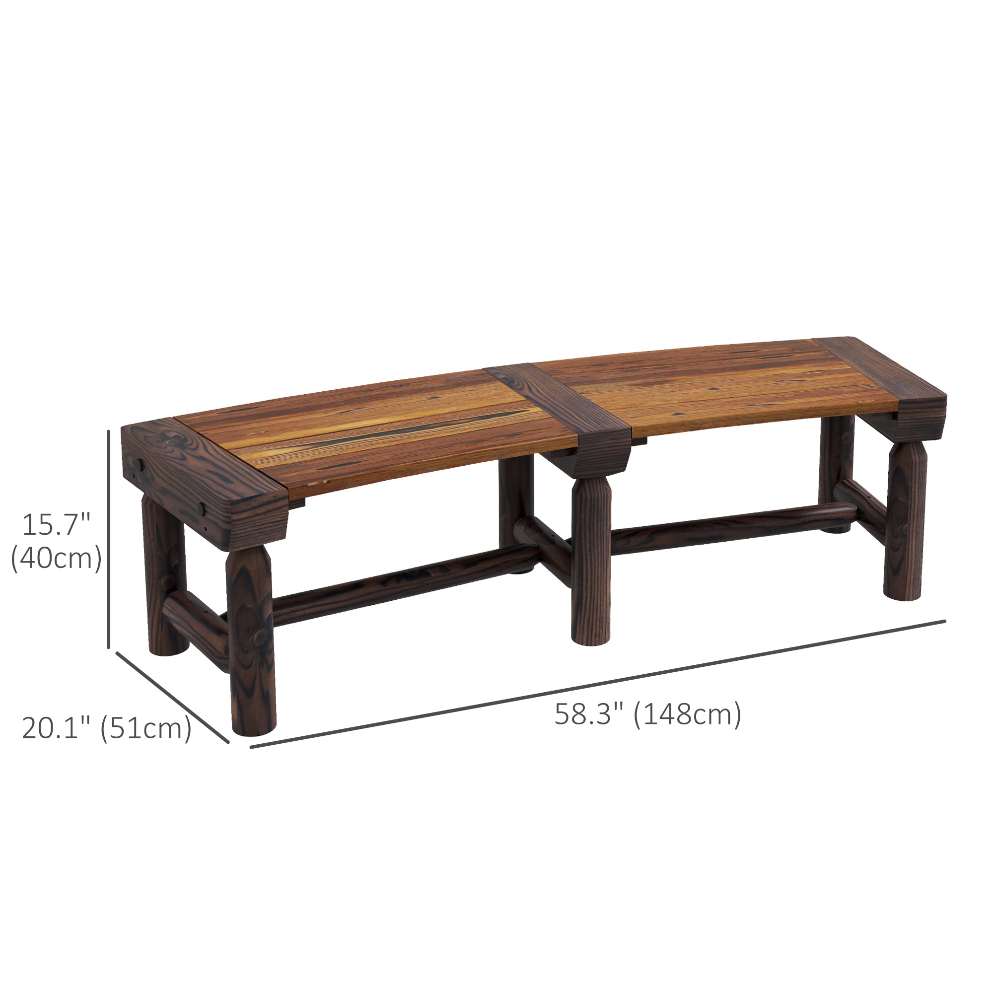Outsunny Wooden Outdoor Bench, Semicircular Round Patio Loveseat, Wrap Around Tree Bench with Slatted Seat for Yard, Garden, Deck, Lawn, Brown