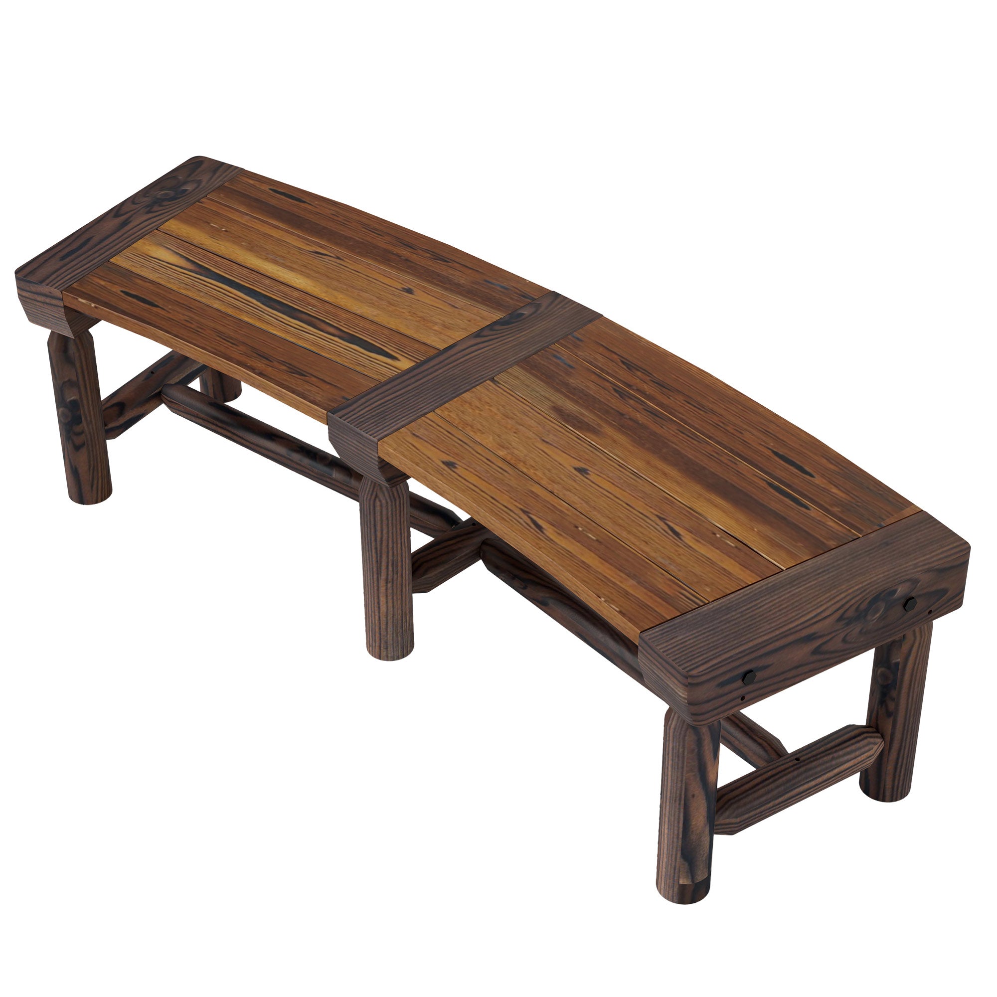 Outsunny Wooden Outdoor Bench, Semicircular Round Patio Loveseat, Wrap Around Tree Bench with Slatted Seat for Yard, Garden, Deck, Lawn, Brown