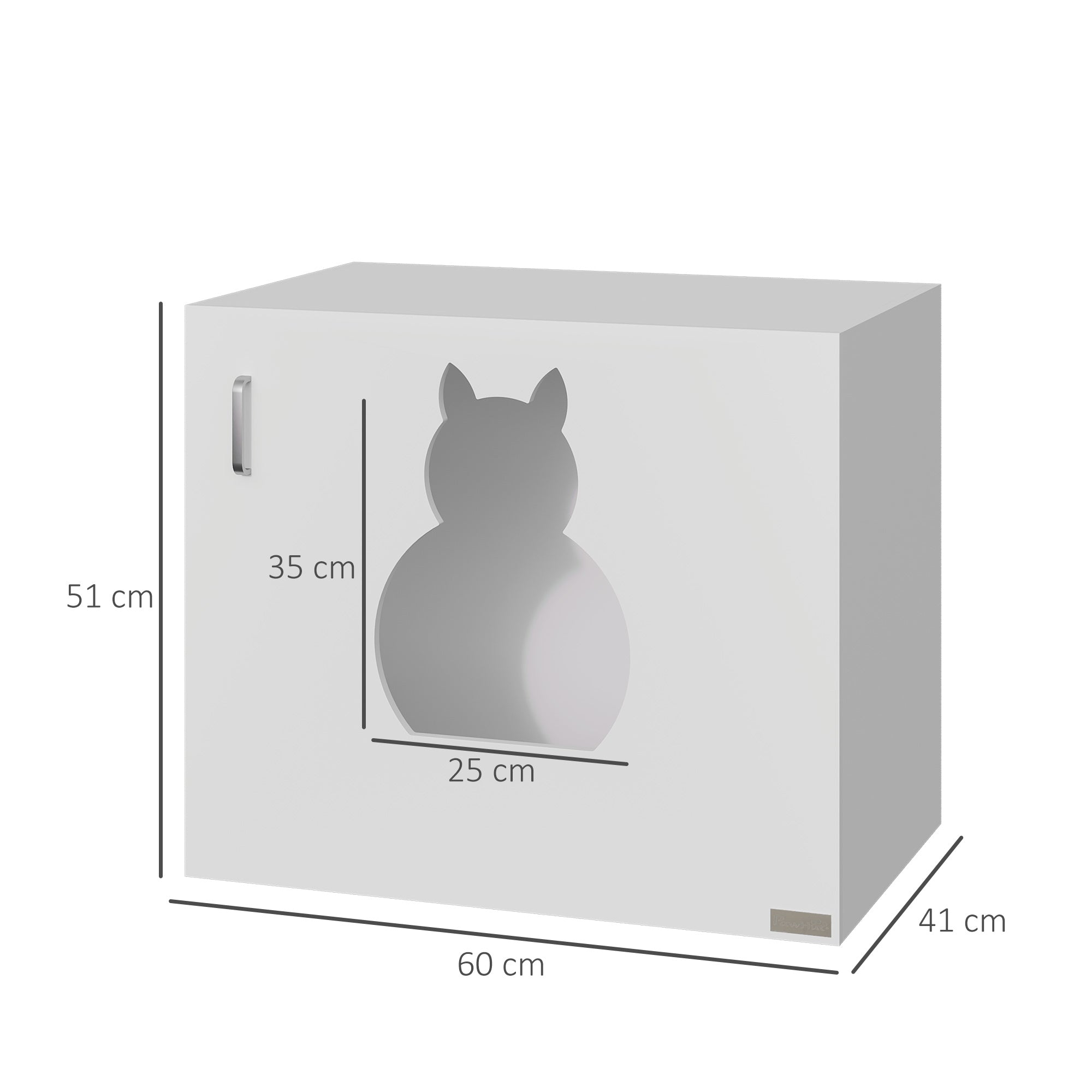 PawHut Wooden Cat Litter Box Enclosure Toilet Home Cabinet Pet Self Cleaning Kitty House Stand Bathroom Furniture Hidden Washroom White 51H x 60W x 41D cm