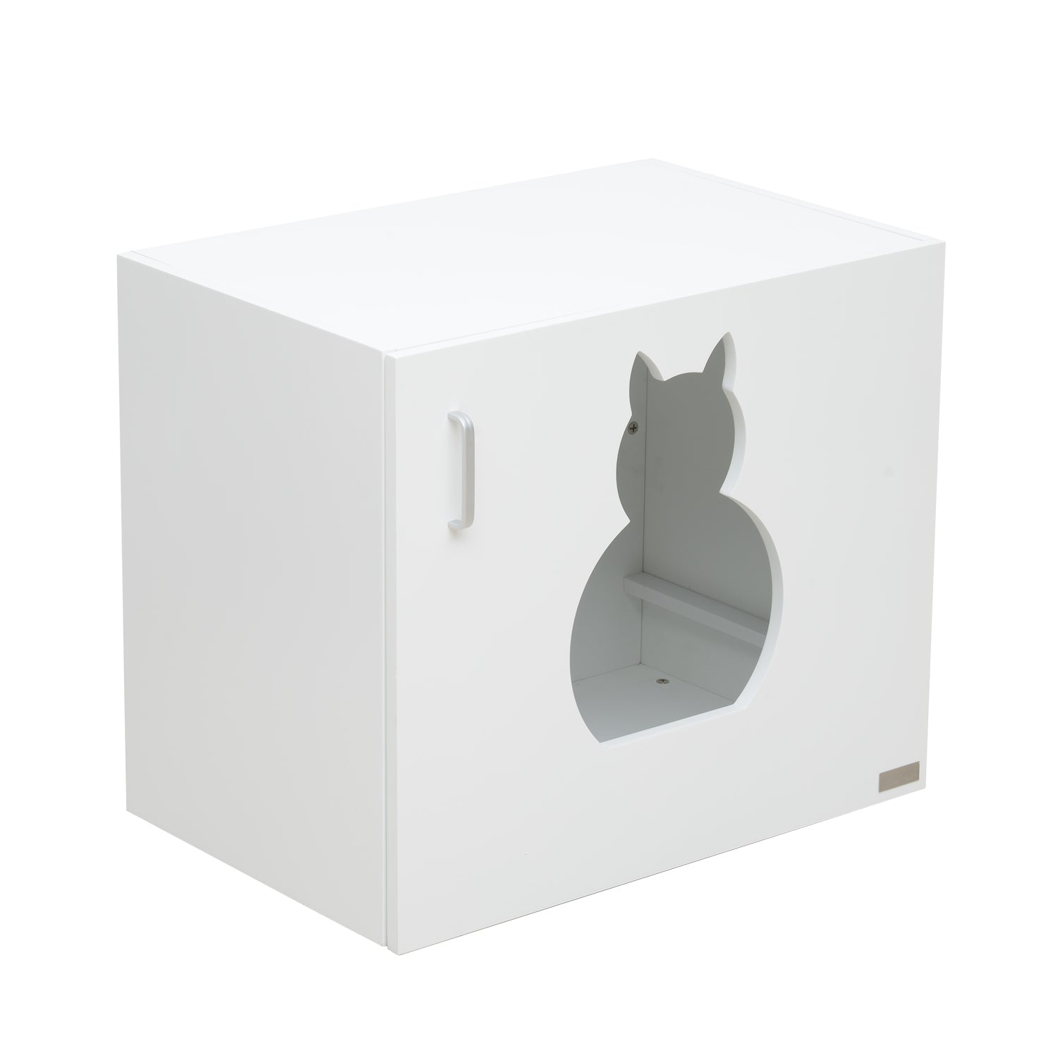 PawHut Wooden Cat Litter Box Enclosure Toilet Home Cabinet Pet Self Cleaning Kitty House Stand Bathroom Furniture Hidden Washroom White 51H x 60W x 41D cm
