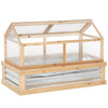 Outsunny Wooden Cold Frame, Raised Garden Bed with Polycarbonate Greenhouse, Flower Planter Protection, 48" x 24" x 32", Natural
